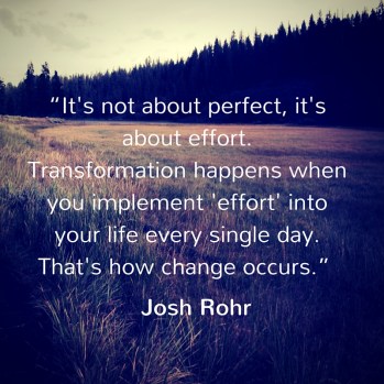 “It's not about perfect, it's about effort. Transformation happens when you implement 'effort' into your life every single day. That's how change occurs”